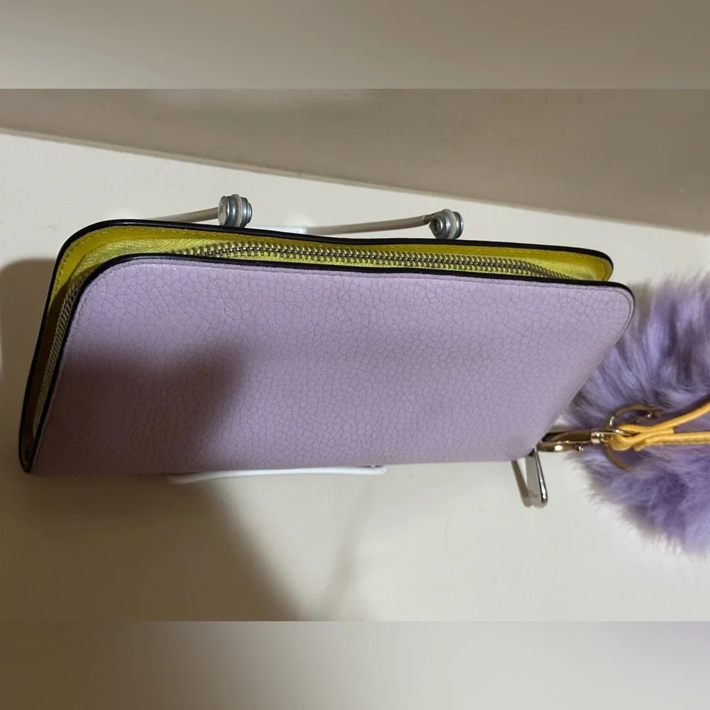 Christian Dior Lavender & Yellow Large Zip Wallet W/added Wristlet *RARE*